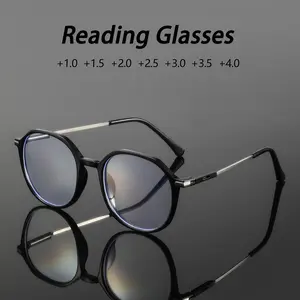 Men's Round Plastic Reading Glasses, Lightweight Durable Glasses, Casual Business Style, Versatile Vintage Classic Fashion, Simple Retro Eyewear