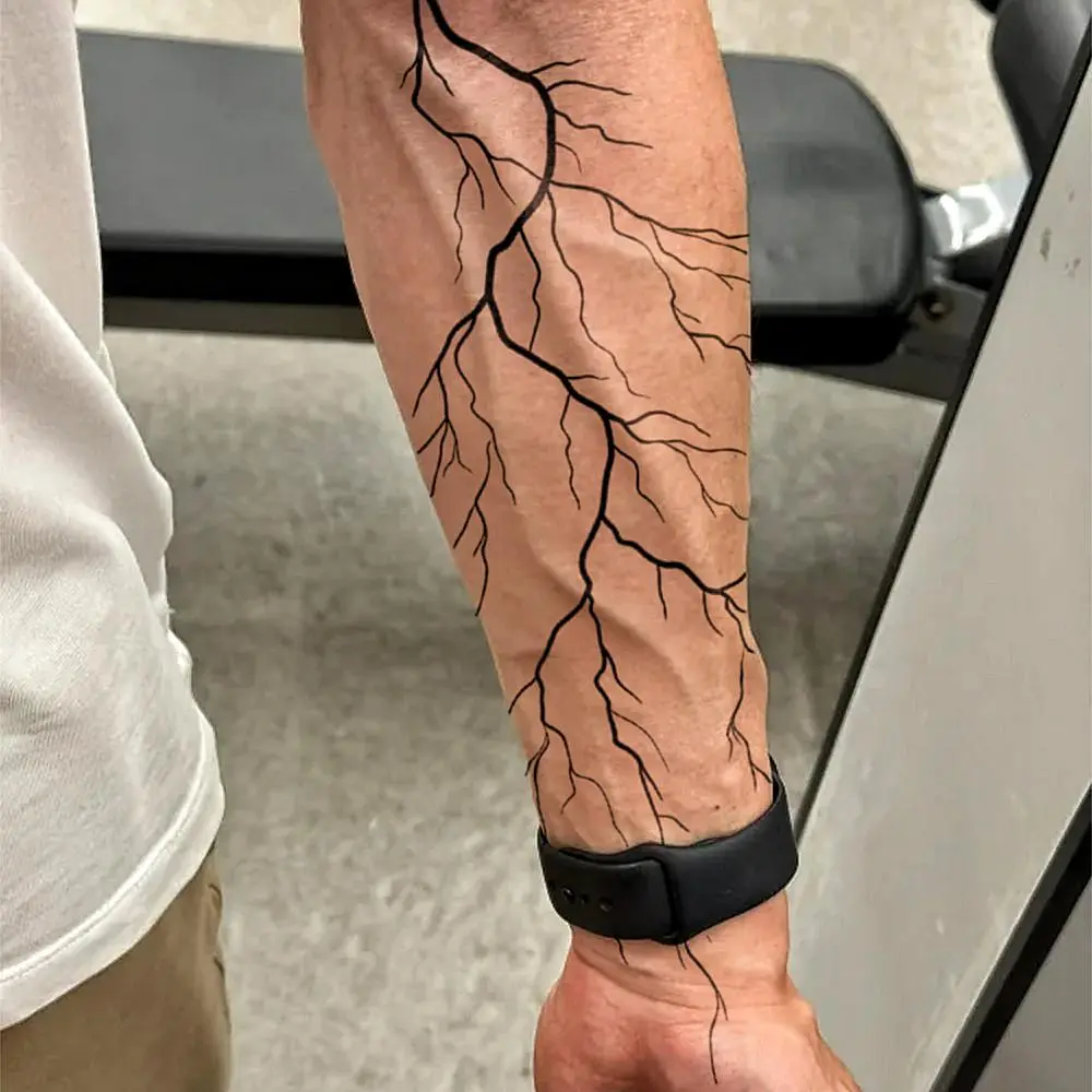 Lightning Pattern Temporary Tattoo Sticker, Tattoos Stickers, 1 Sheet Waterproof Long-Lasting Fake Tattoo, Ephemeral Tattoos, Body Art for Men & Women, Arm Temporary Tattoos
