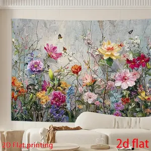 2D Flat, 2D Flat Printed 1pc Super Large All-Over Bloom Flower Backdrop - Vibrant Multicolor Wall Decoration Suitable for Photo Booths, Birthday Parties, Weddings, Showers - Durable Indoor/Outdoo