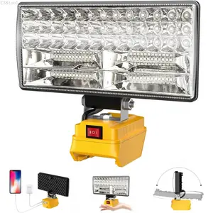 Cordless LED Work Light for  20V Batteries 90W 5400LM Wide Beam Floodlight with Two USB Charging Ports for Camping Emergencies Workshops GaragesC38tool que