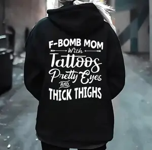F-Bomb Mom With Tattoos Pretty Eyes & Thick Thighs Graphic Hoodie, Mother's Day Shirt, Gift For Mom, Mom Birthday Gift, Personalized Gifts For Mom