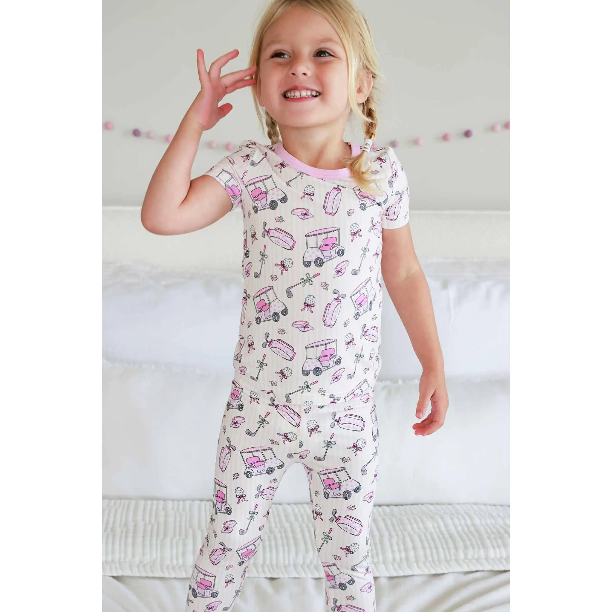 Two Piece Bamboo Pajama Set | Caddie Crew Pink