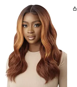 Outre SleekLay Part HD Lace Front Wig GENEVIVE with Natural Wave Texture and Rich Brown Ombre Color
