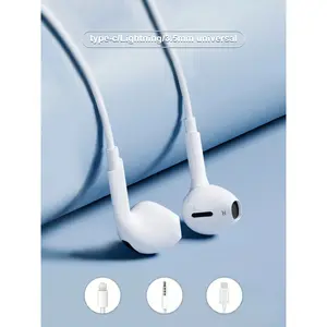 1PC In-Ear Wired Headphones with Mic | Wired Earbuds | Type-C/Lightning/3.5mm Compatible | For Calls & Music | Perfect for Halloween, Thanksgiving & Christmas Gifts