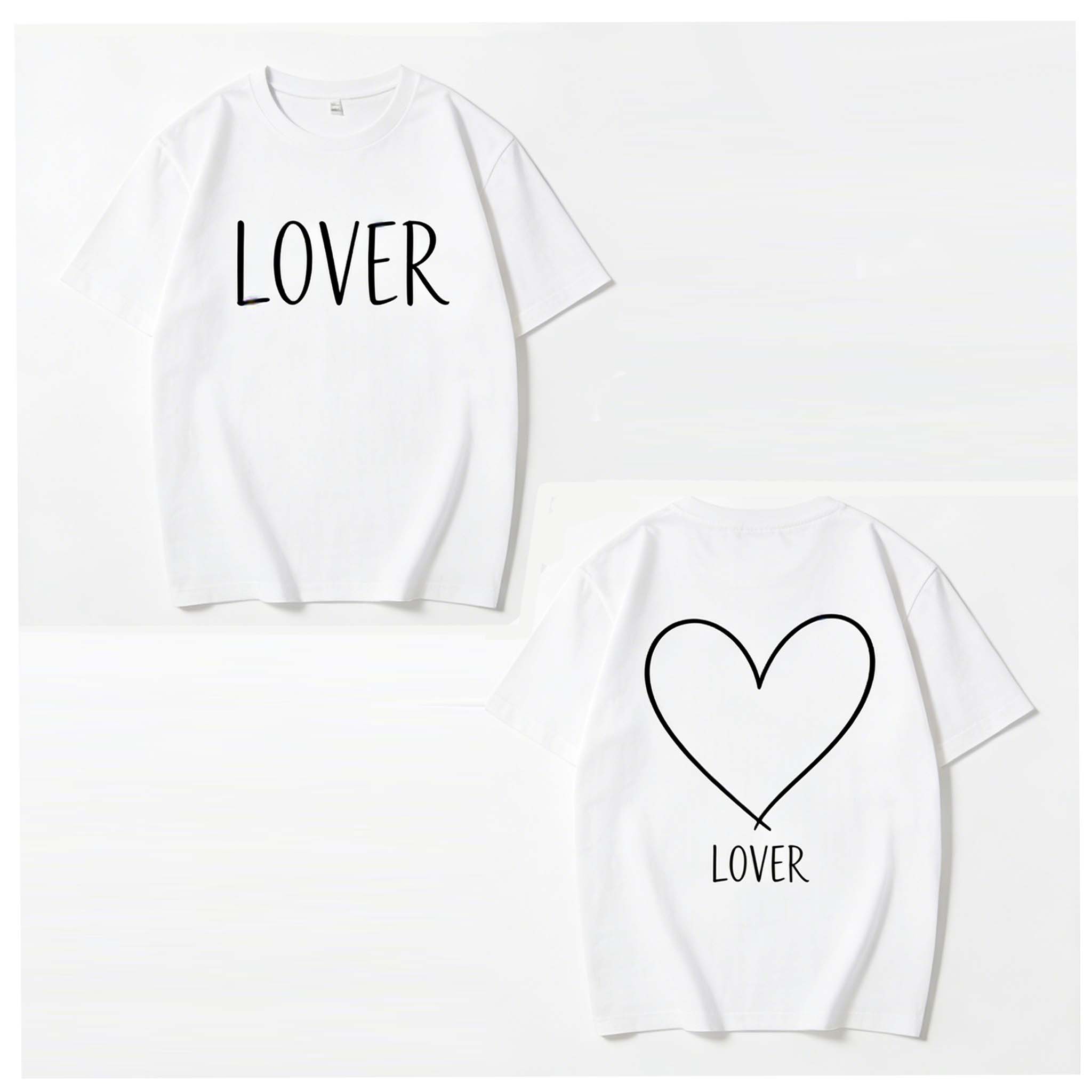 Lovers Outfits Tees，Soft Cotton ,Double Sided Print Crew Neck T-Shirts