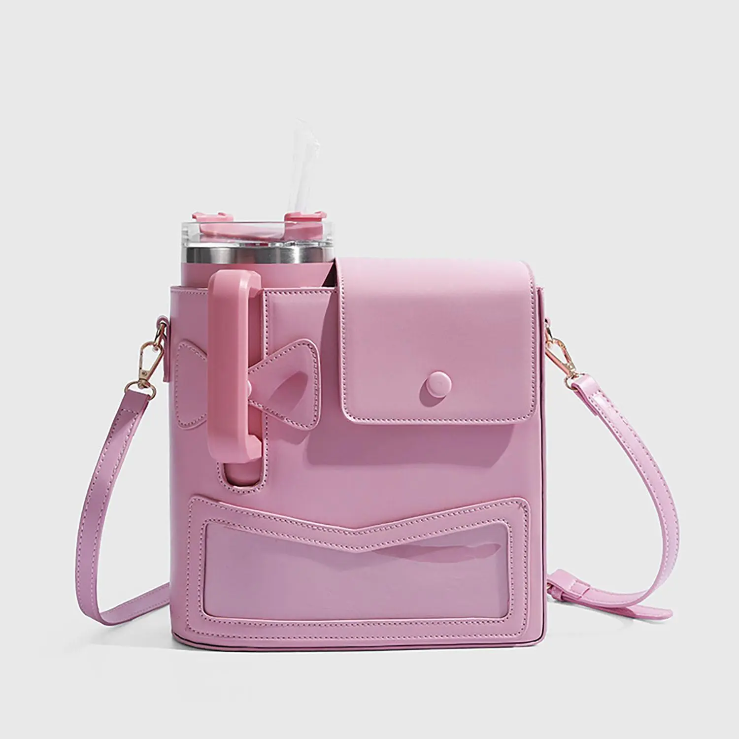 Portable Drink Bottle Storage Bag, Insulated Cup Shoulder Crossbody Bag, High-End Water Bottle Bag, Stylish & Practical Design