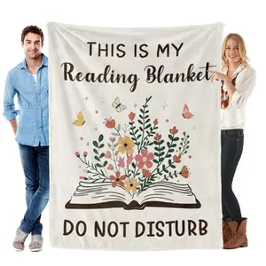 Book Lovers Gifts for Women Men, Soft Book Reading Blanket Decor, Reader Gifts for Birthday, Reading Accessories, Bookish Bookworm Gift - 50'' x 60''