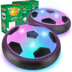 X-OGP01  2 Pack Hover Soccer Ball with 8 Pcs Batteries, Air Floating Soccer Toy with LED Lights and Foam Bumper, Indoor Games for Kids 4-8-12, Toys Gifts for 3 4 5 6 7 8 9 Year Old Boys Girls