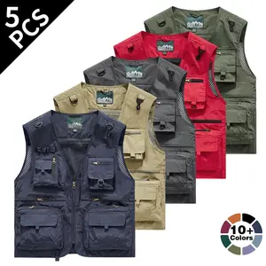 Men's Khaki Multi-Pocket Fishing Vest - Mesh Back Design, Outdoor Functional Vest Suitable for Hiking, Camping, and Fishing Activities guys gifts