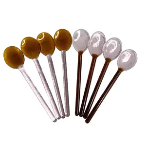 Glass Spoons Pink- Amber - 4.9 x 1 Inches