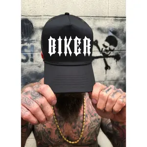 BIKER CURVED BILL BLACK HAT