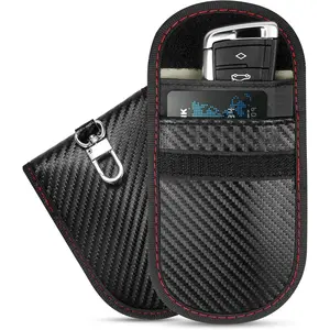 2PK Faraday Bag for Key Fob, 3.5''X5.0'' Faraday Cage Protector, Car RFID Signal Blocking, Anti-Theft Pouch Anti-Hacking Case Blocker (Carbon Fiber)