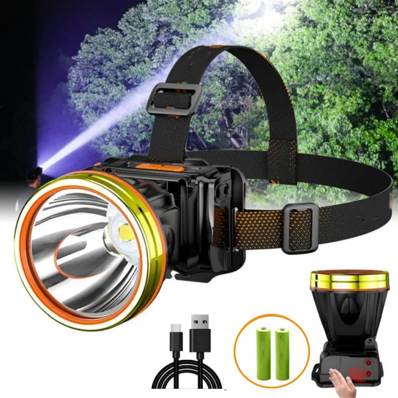 Type-C USB Waterproof Outdoor Motion Sensor Super Bright Headlamp for Camping Running Fishing Cycling Headlight