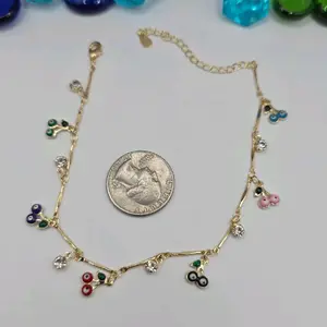 ankle bracelet eye colors cherry style with stone's gold-plated 8 to 11 inches