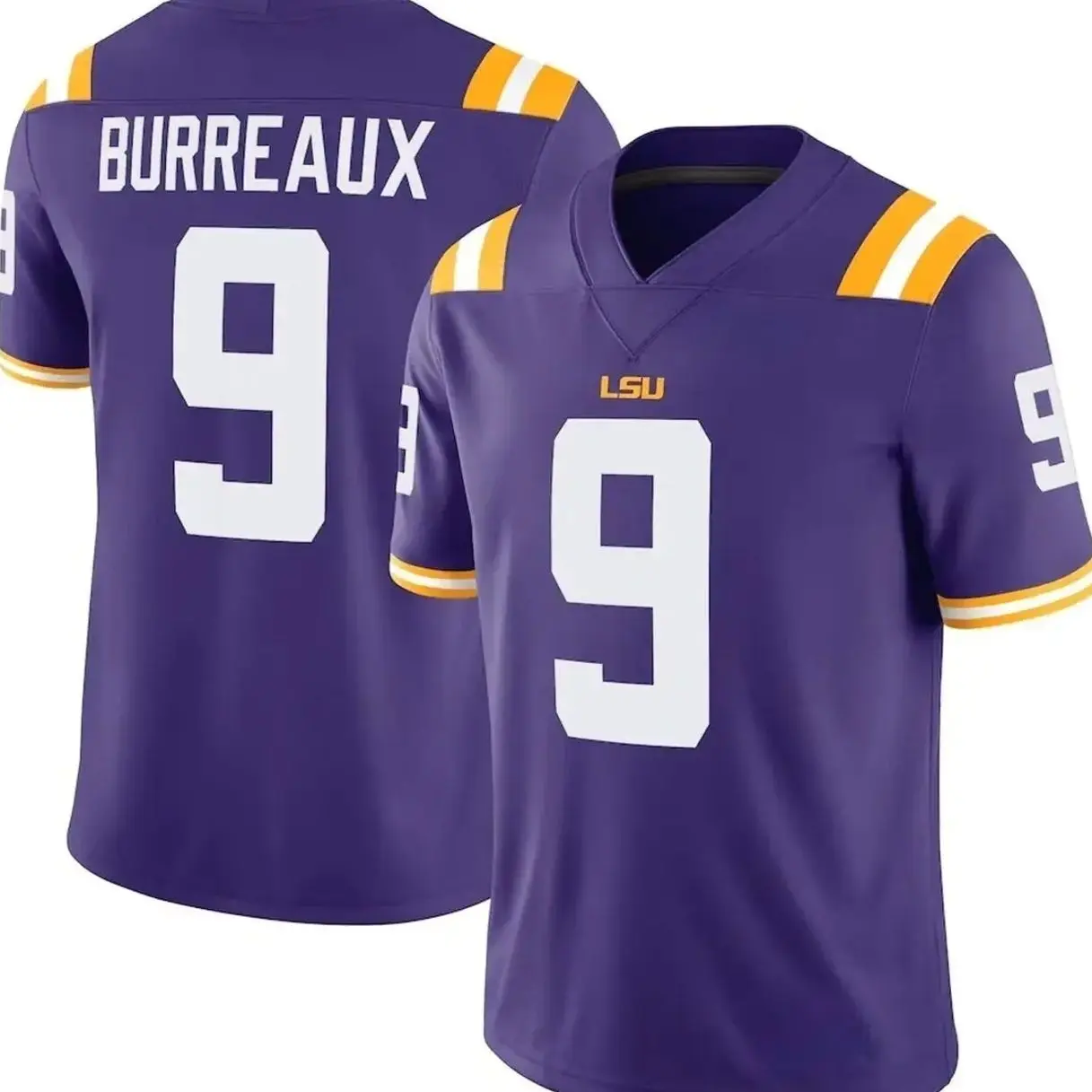 LSU Burreaux #9 Football Jersey, Purple College Player Style Game Jersey, American Football Fan Shirt, Unisex Sports Apparel, Game Day Streetwear Outfit, Gift for Football Fans