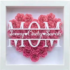 Personalized Flower Shadow Box Decor Frame Photo Memorial