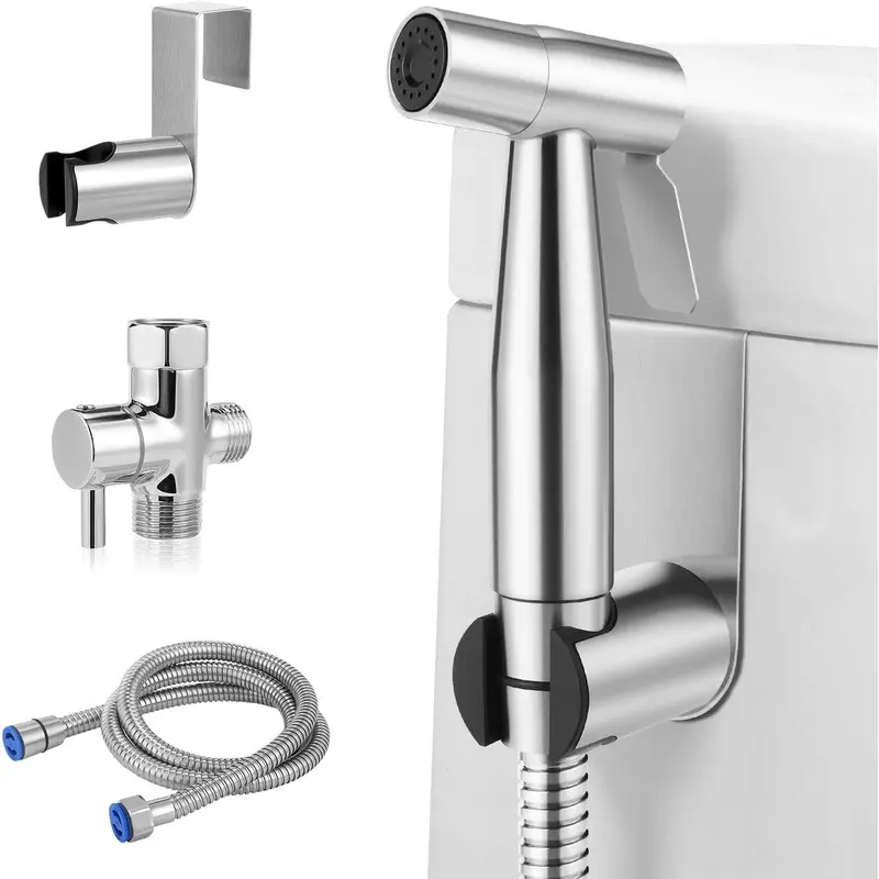 Handheld Bidet Sprayer for Toilet – Stainless Steel Adjustable Pressure Bidet Sprayer Kit with Brass T-Valve – Multipurpose Toilet Bidet Sprayer for Feminine Hygiene, Baby Cloth Diaper & Pet Wash