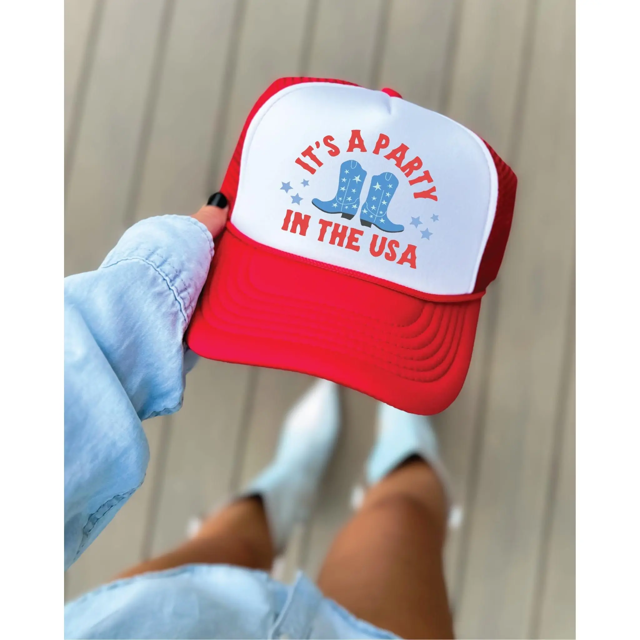 It’s a Party in the USA- Red and White Trucker Hat It’s a Party in the USA- Red and White Trucker Hat