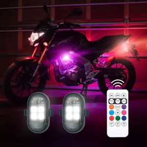 Upgraded 200 mAh LED strobe lights, Led Ambient Light, long duration Type C rechargeable remote control flash underglow car mods lamp waterproof rgb lighting accent interior exterior decorative vehicle glow kit full customization all vehicles