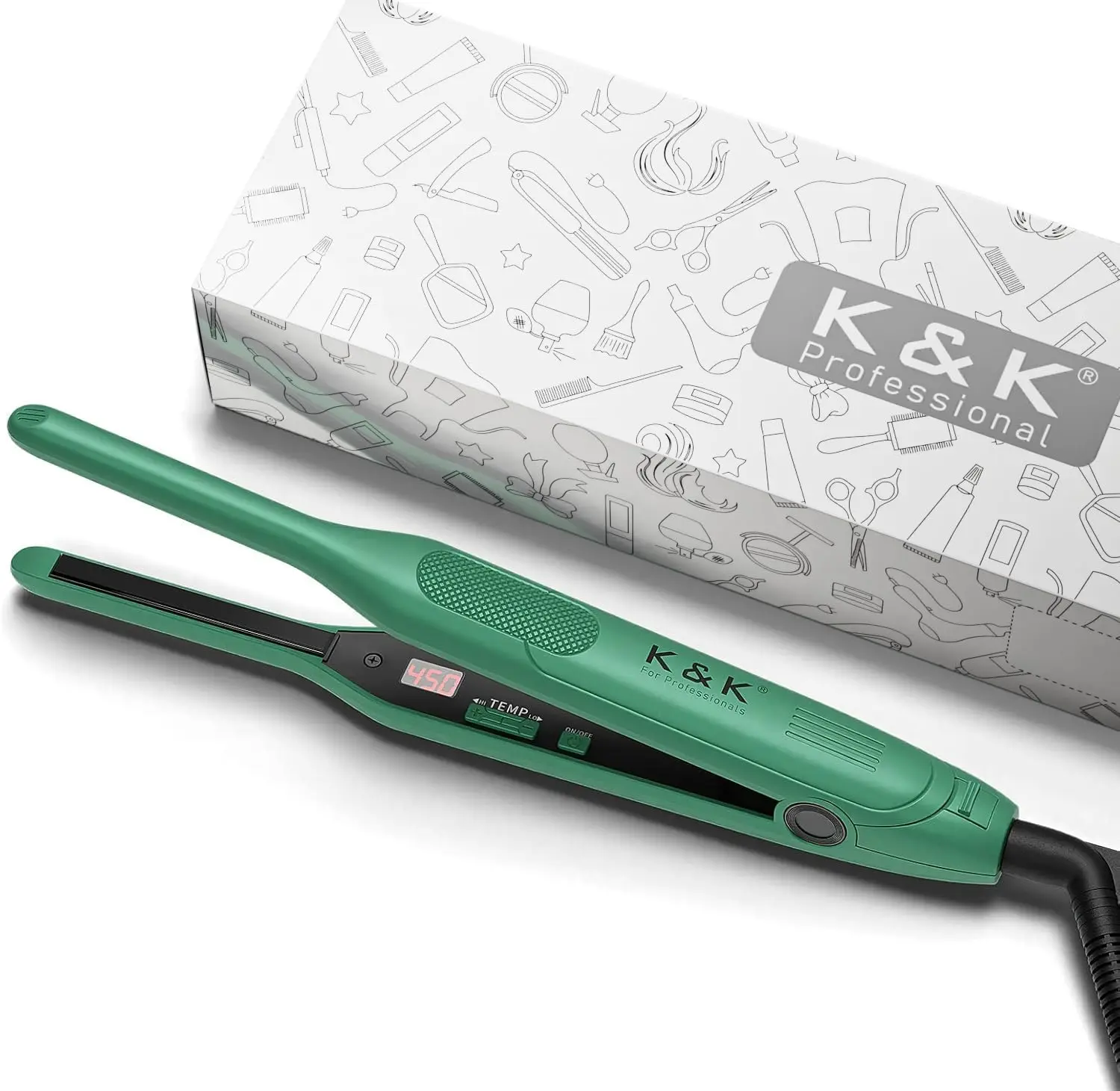 K&K 3/10 inch Plate Small Mini Ceramic Flat Iron Nano Tourmaline Flat Irons for Short Hair Pixie Cut Pencil Straightener for Women