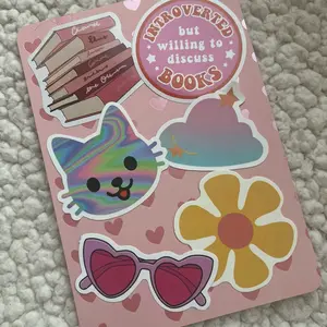 Curated Kindle clear case background with bookish stickers Flat