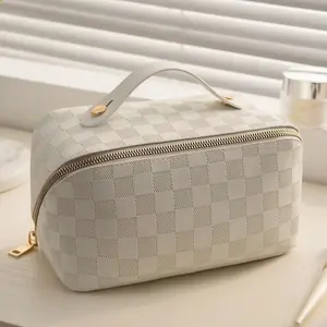 Checkered Luxury Makeup Bag
