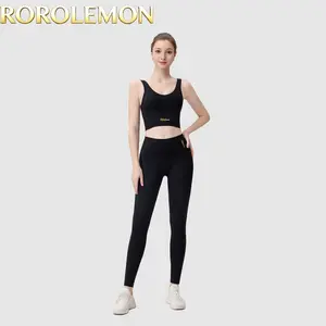 ROROLEMON Ladies Yoga Set – U-Back Sports Bra Top with High Waisted Capri Leggings