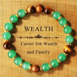 1pc Money Attraction Bracelet with Green Aventurine & Tiger Eye - blue friendship bracelet beaded jewelry protection bracelet encouragement gift fashion artificial bracelet of the day Colorblock Beaded Crystal Bracelet