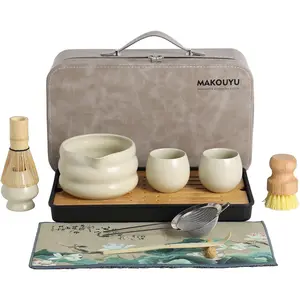 12 Pcs Matcha whisk Set,15 OZ,Japanese Matcha Set,With 2 Cups and 1 Bag,Complete Travel Matcha Kit Set,Perfect Matcha Kit for Matcha Tea(Beige)