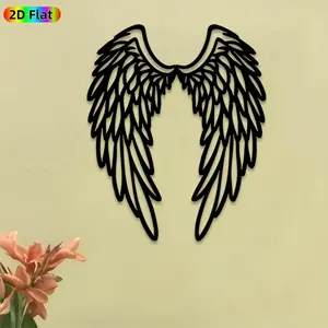 1pc Angel Wings Metal Wall Art, Seraphic Wings Statue Mural, Ideal Gift for New Year, Christmas, Angelic Decor Enthusiasts, Rust-Resistant Metal Wall Decor Wall Sculptures, Perfect for Living Room Wall & Garden Fence, Heavenly Home Accent