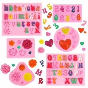 Letter Silicone Mold Alphabet Number Molds Rose Heart Shape Cake Mould for Gummy Baking Candy Making Chocolate Molds Sugar for DIY Crafts Candy Desserts Cupcake Decoration