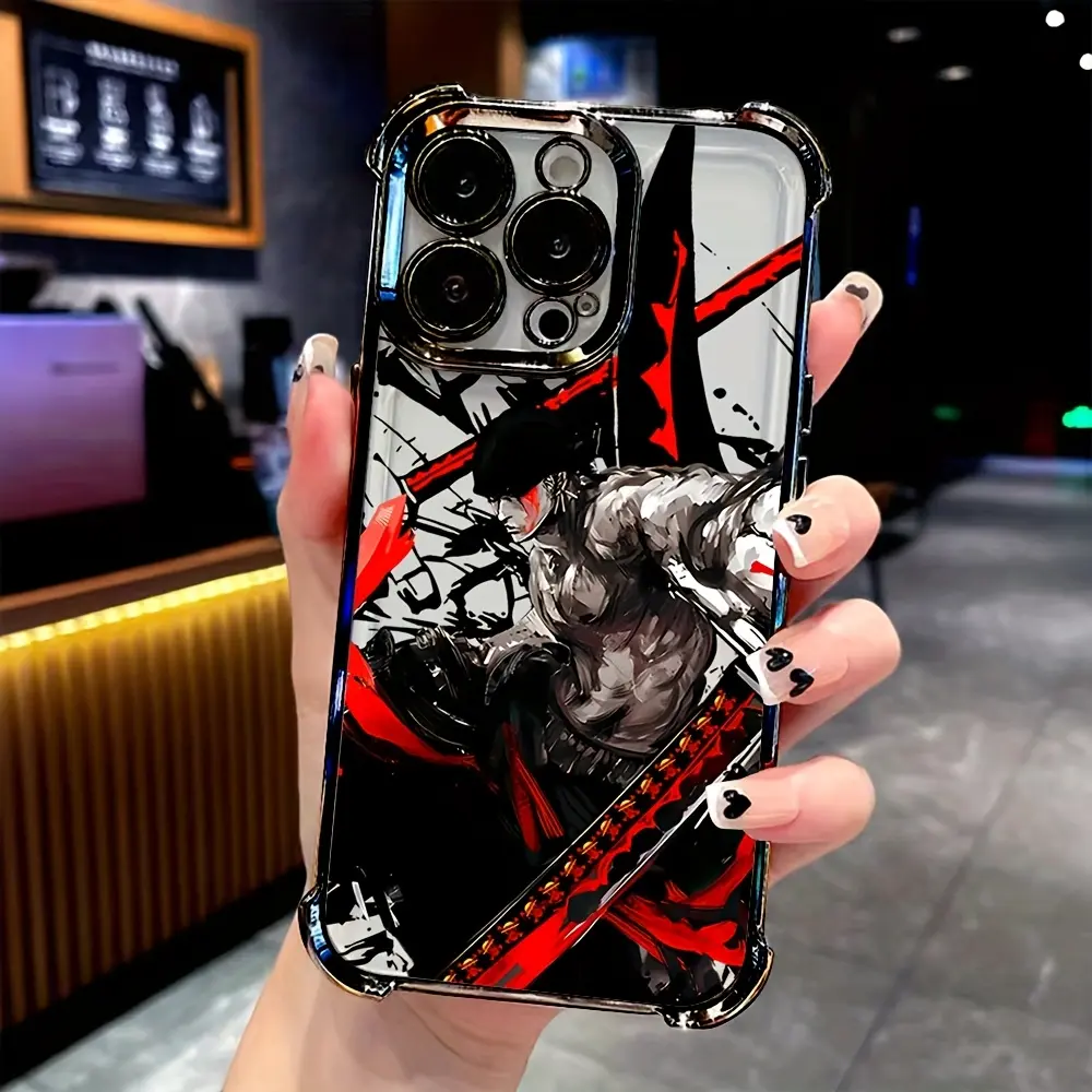 Cool Phone Case Featuring The One-Eyed for Man Zoros from Anime, for iPhone Models 17 Air 16, 15, 14, 13, 12, 11 Pro Max, with a Transparent Soft Back for Drop Protection.