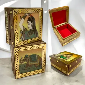 LoveNspire Traditional Arts Handcarved Wooden Jewelry Box with Velvet Interior - Small Size, Space-Saving Keepsake Organizer for Earrings, Necklaces, Rings, Bracelets - Wedding Gift