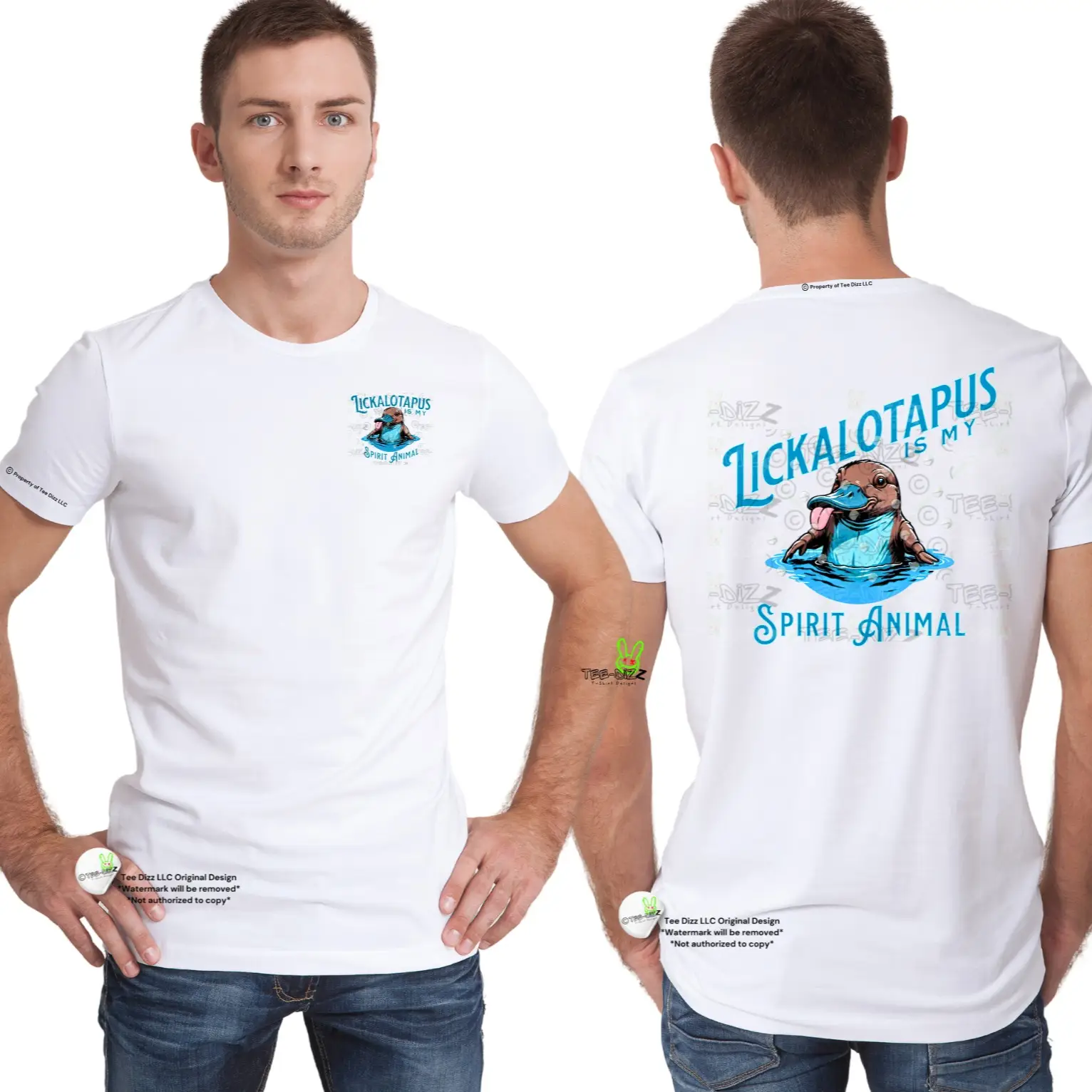 Lickalotapus is my Spirit Animal Men's funny T-shirt Crewneck Menswear