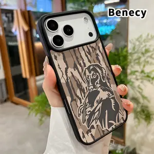 Magnetic Phone case for iPhone 17 16  Pro Max Plus 15 14 13 12 11 Air E Hunting Dog's Silhouette Pattern Non-Yellowing Shockproof Soft Silicone Transparent Acrylic Cover Supports Wireless Charging