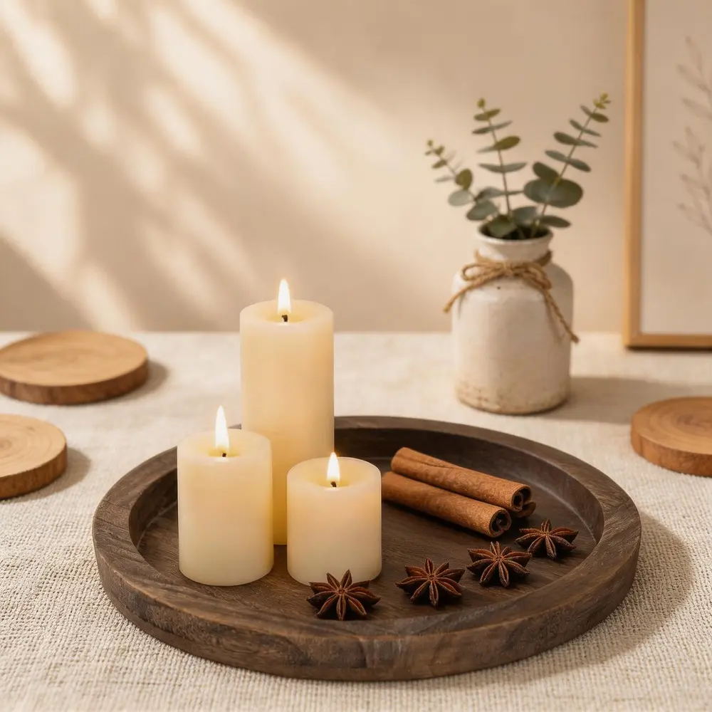 Vintage Straight-Edge Wooden Tray | Candle, Vanity & Snack Organizer