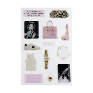 It Girl Club x TDA Affirmation Glossy Sticker Set - 13 Chic 3D High-Shine Stickers for Devices, Vision Boards, and More, Waterproof & Scratch-Resistant