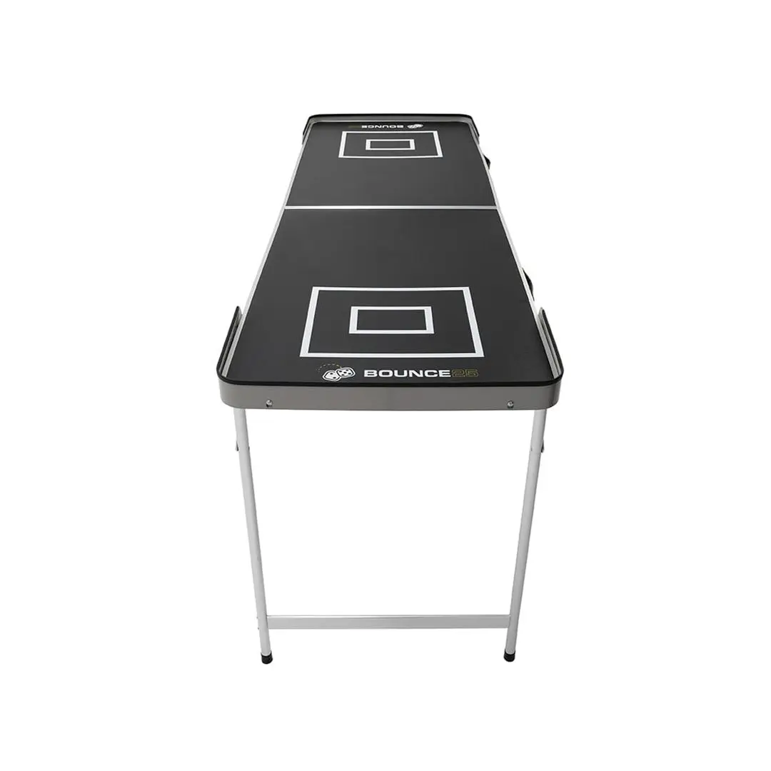 Bounce 25 Game Table - Black with White Design, Includes Water Pong Mats, Foldable, Easy to Set Up, Ideal for Family Gatherings