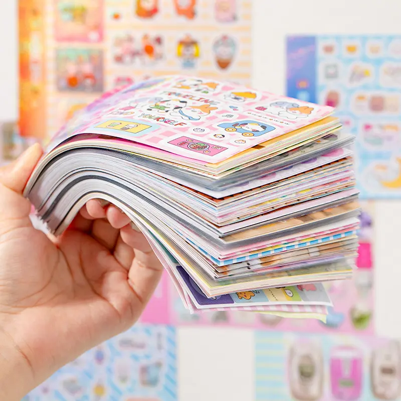 Kawaii Stickers 72sheets/pack Cute cartoon style Mixed materials Multipurpose scrapbook DIY decorative collage
