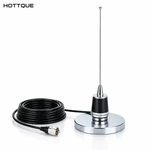 TDT800 + NB90 Dual-Band Mobile Radio Antenna Kit, 136-174MHz / 400-470MHz VHF UHF Vehicle Antenna with 90mm Silver Magnetic Base, 16.4ft Cable & PL-259 Connector for SUV Pickup Truck auto car