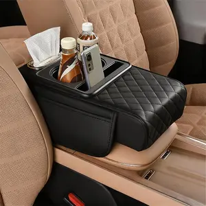 TourKing Car Armrest Cushion,5-in-1 Center Console Cover,Arm Rest Cover for Car,Car Armrest Storage Box, Tissue Box Slot, Phone Slot for Sedans, Car Accessories Interior Organizers for Most Cars