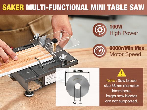Saker Mini Table Saw, Multi-Functional Portable, 7 Speed Adjustment, Suitable for Metal, Wood, Aluminum Grinding and Cutting, Compact Design Outdoorfun