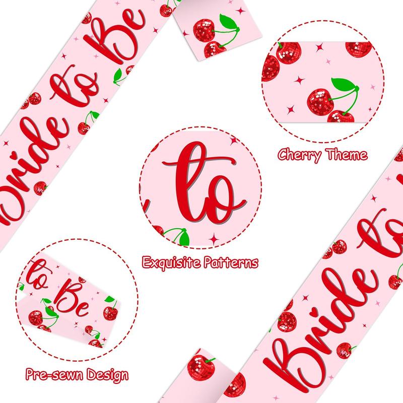 1Set Cherry Disco Ball Party Decoration Cherry Bride to Be Sash Cherry Bachelorette Decorations Cherry and Dsico Ball for Girls Sweet Cherry Berry Fruit Bridal Shower Party Supplies