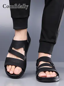 Vintage Style Men's Comfortable Lightweight Casual Soft Sole Breathable Anti-Slip Sandals, Ideal for Home, Streetwear, Beach Shoes