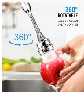 360° Flexible Faucet Sprayer Attachment for Kitchen Sink, 3 Modes Water Saving Faucet Aerator, Rotating Stainless Steel Faucet Extender, Universal Sink Spray Head for Kitchen Bathroom Cleaning & Washing Vegetables