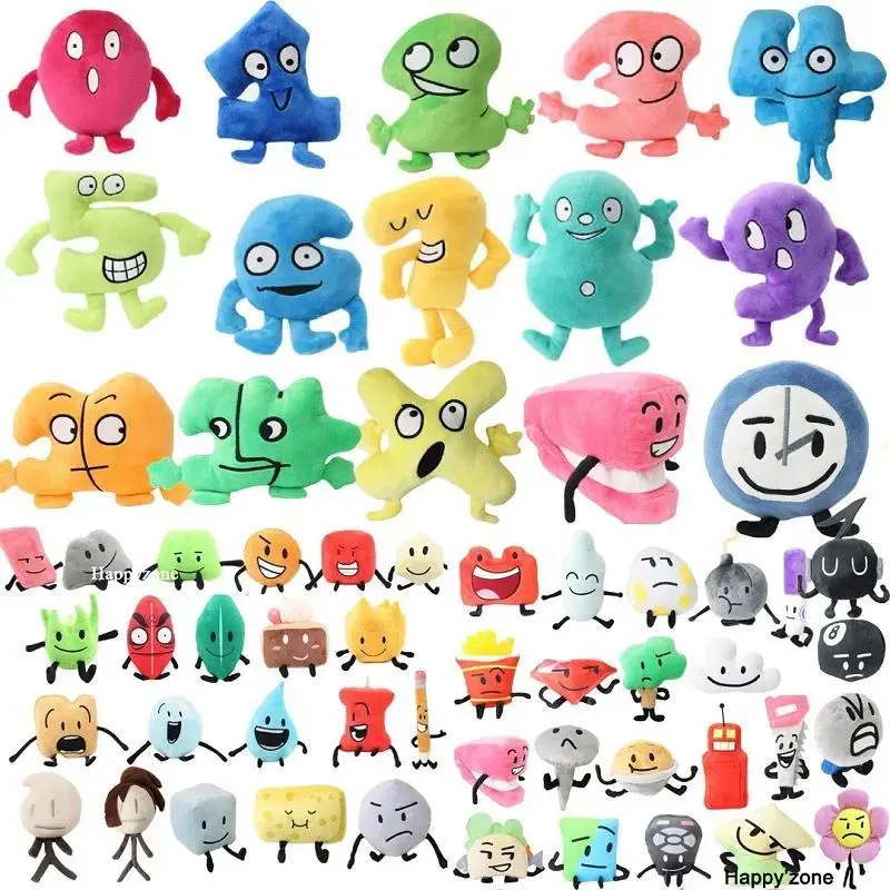 New Arrival BFDI Battle For Dream Island Plush Toy 70 Stuffed Doll Soft Animal X Number Blintz Block Marker Stapler French Fries