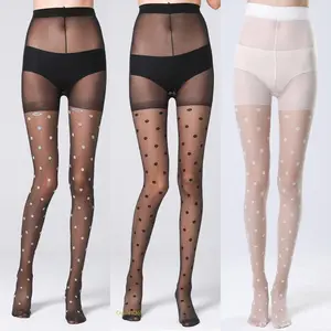 OvalletOoh Women's 3-Pack Preppy Casual Festival Polka Dot Sheer Pantyhose - Core-Spun Jacquard Fabric Tights, Oversized Fit for 40-70 kg Individuals (Sports & Outdoor Protective Gear Accessory)