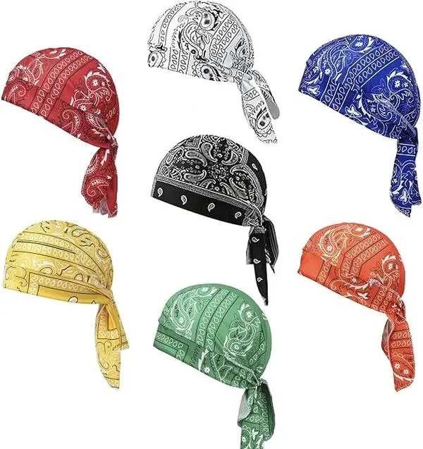 Paisley Cooling Headscarf Cap Set,Breathable Sweat Wicking Durag Lightweight Stretch Bandana, elastic cycling sports cap