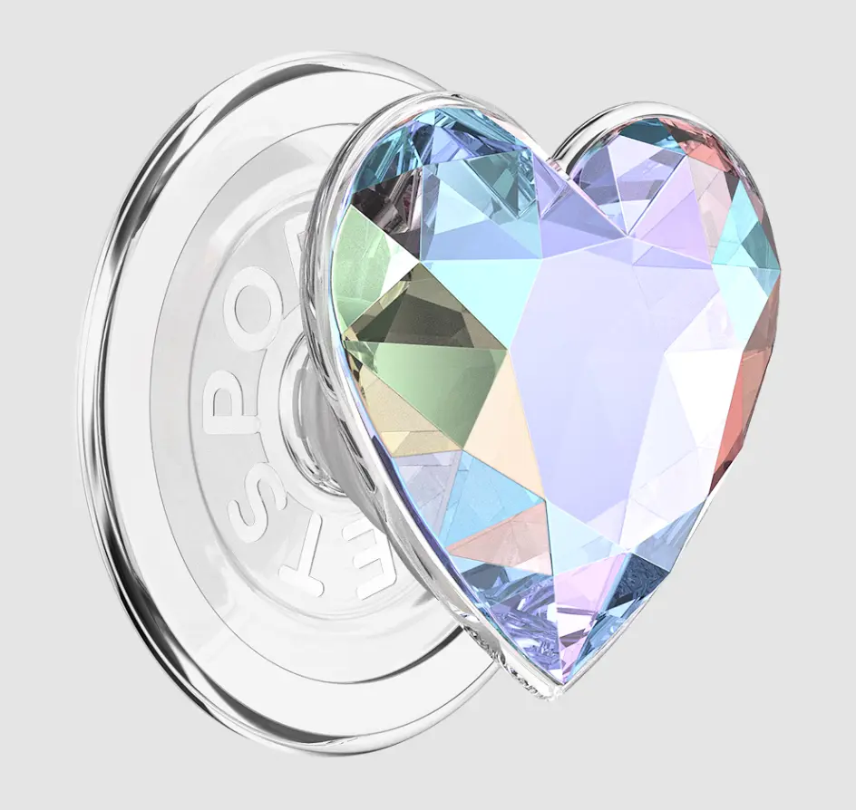 PopSockets Round Phone Grip Compatible with MagSafe , Iridescent Crystal Heart PopSockets Round Phone Grip Compatible with MagSafe , Iridescent Crystal Heart