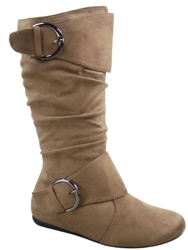 FZ-Fits  Women's Causal Walking Boots with Side Zip and Buckle, Flat Heel, Mid-Calf Height - Footwear